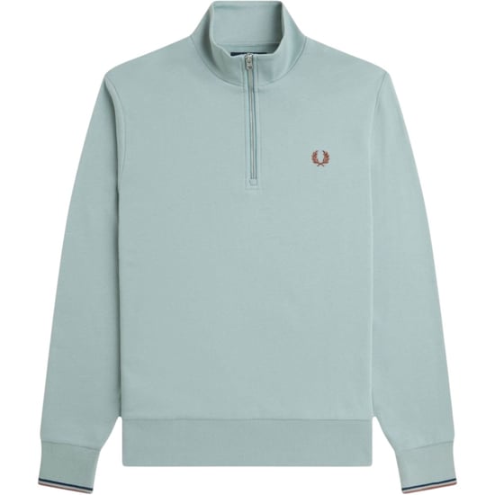 Fred Perry Mens Half Zip Sweatshirt Silver Blue - Image 1