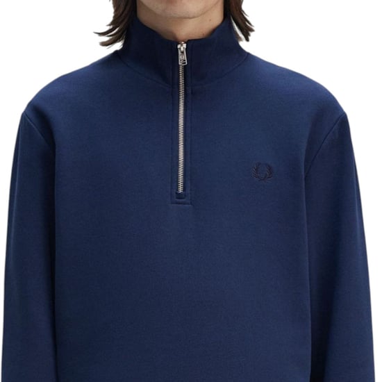 Fred Perry Mens Half Zip Sweatshirt Tennis Blue - Image 3