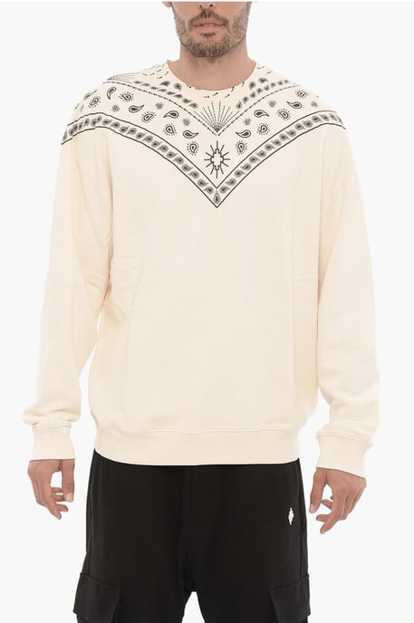 Crew-Neck Sweatshirt with Bandana Motif in Black & White - Image 1