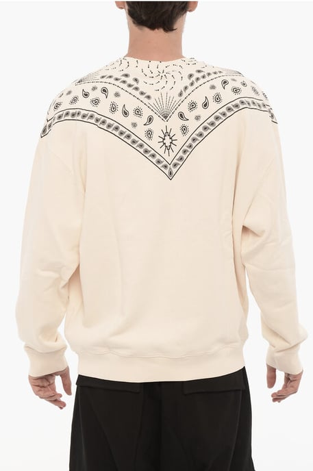 Crew-Neck Sweatshirt with Bandana Motif in Black & White - Image 2