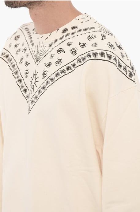 Crew-Neck Sweatshirt with Bandana Motif in Black & White - Image 3