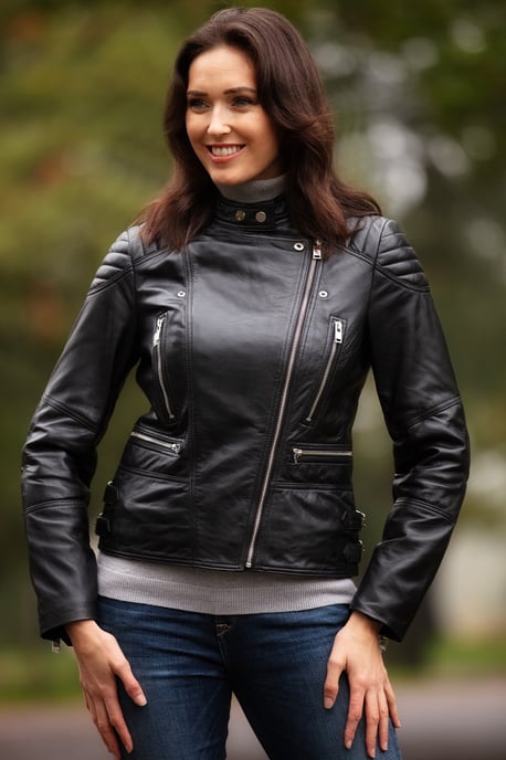 'B Soho' Real Leather Biker Jacket - Image 2