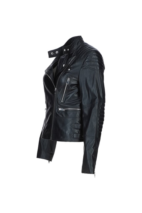 'B Soho' Real Leather Biker Jacket - Image 4