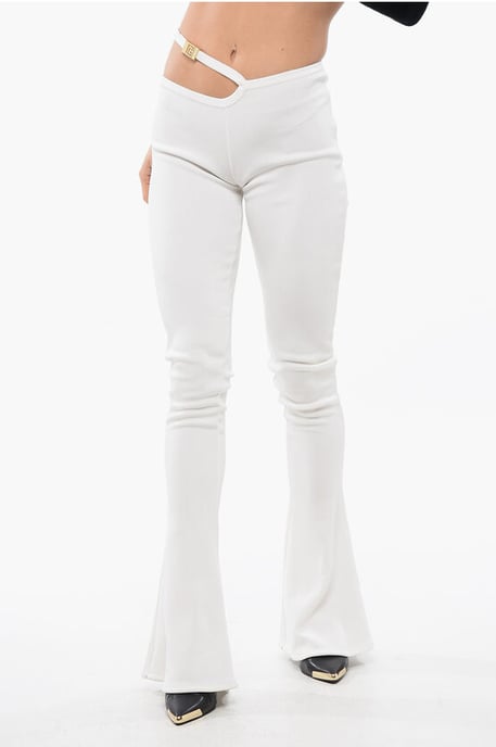 Flared-Fit Leggings With Cut-Out in Beige - Image 1