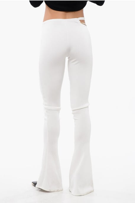 Flared-Fit Leggings With Cut-Out in Beige - Image 2