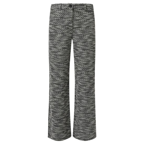 Smashed Lemon Losvallende zwart wit broek met wijde pijpen en tweedlook stof | - Image 5