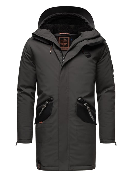 Stone Harbour heren winterjas Ragaan met teddyvoering en capuchon - Image 1