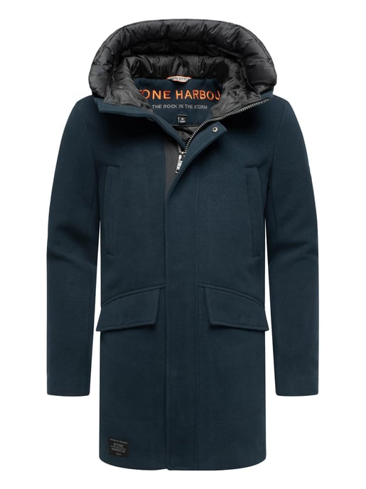 Stone Harbour heren wintermantel Fenroos in wol-look met afneembare capuchonrand - Image 1