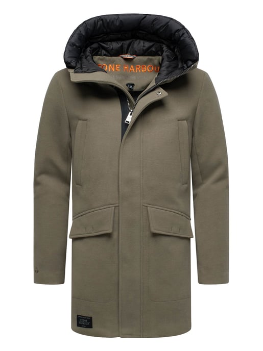 Stone Harbour heren wintermantel Fenroos in wol-look met afneembare capuchonrand - Image 1