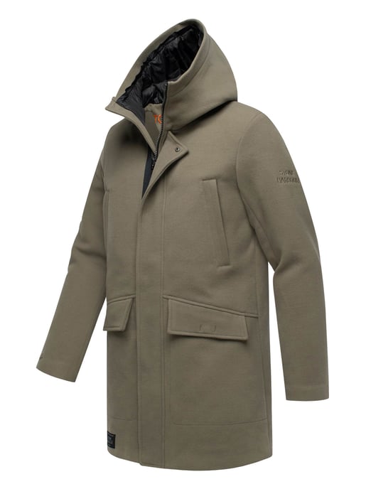 Stone Harbour heren wintermantel Fenroos in wol-look met afneembare capuchonrand - Image 3