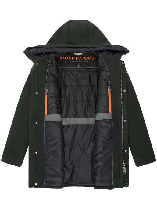 Stone Harbour heren wintermantel Fenroos in wol-look met afneembare capuchonrand - Image 5