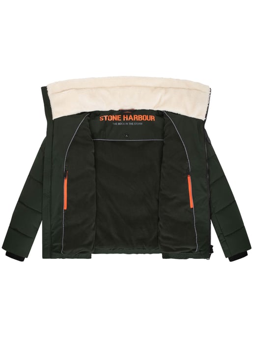 Stone Harbour heren gewatteerde jas Ansello met teddyfleece kraag en fleecevoering - Image 5