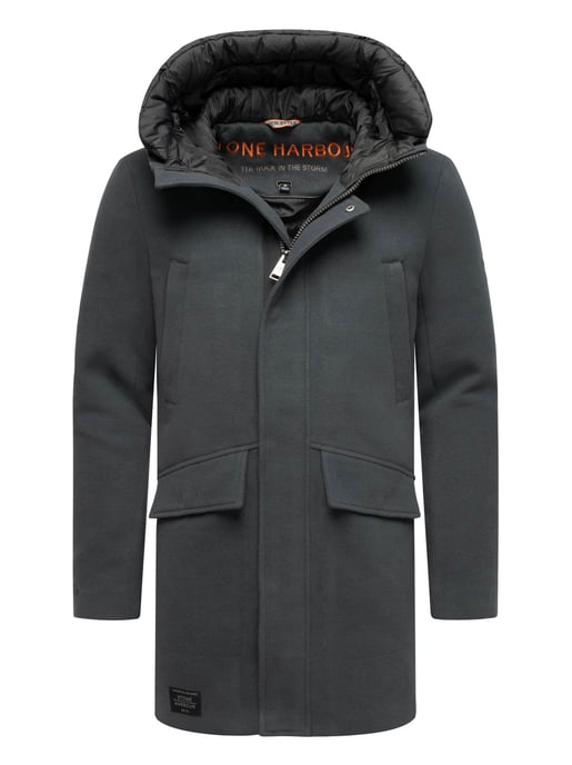 Stone Harbour heren wintermantel Fenroos in wol-look met afneembare capuchonrand - Image 1
