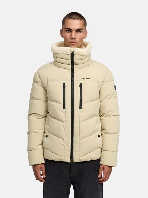 Stone Harbour heren gewatteerde jas Ansello met teddyfleece kraag en fleecevoering - Image 6