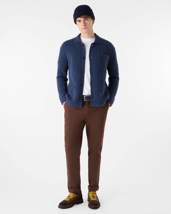 Oliver Sweeney Heywood Mens Alpaca Wool Blend Knitted Overshirt - Navy - Image 3