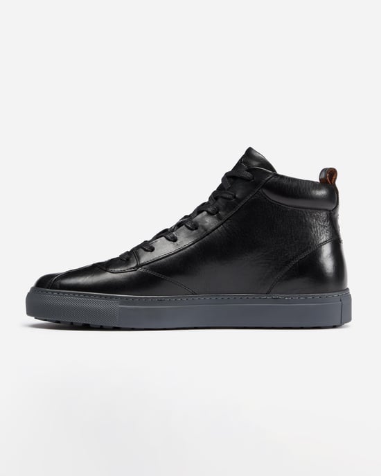 Oliver Sweeney Defeza Mens Calf Leather Retro Hi-tops - Black - Image 2