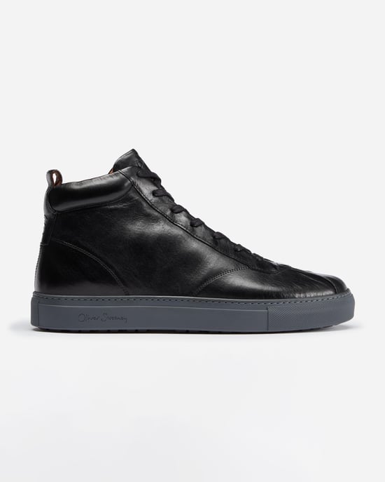 Oliver Sweeney Defeza Mens Calf Leather Retro Hi-tops - Black - Image 4