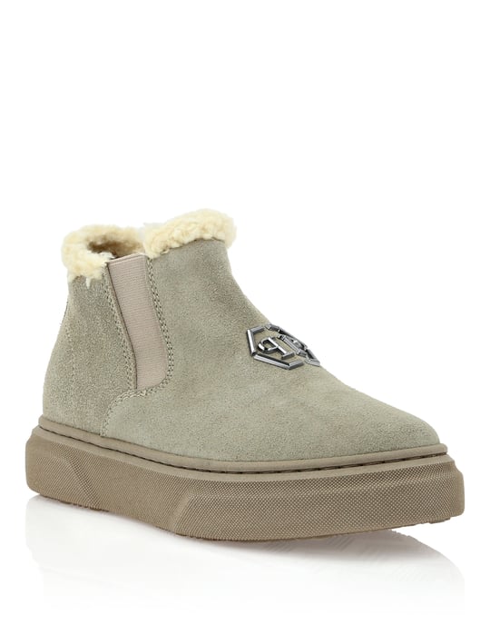 Eco Shearling Suede Anckle Boots - Image 1