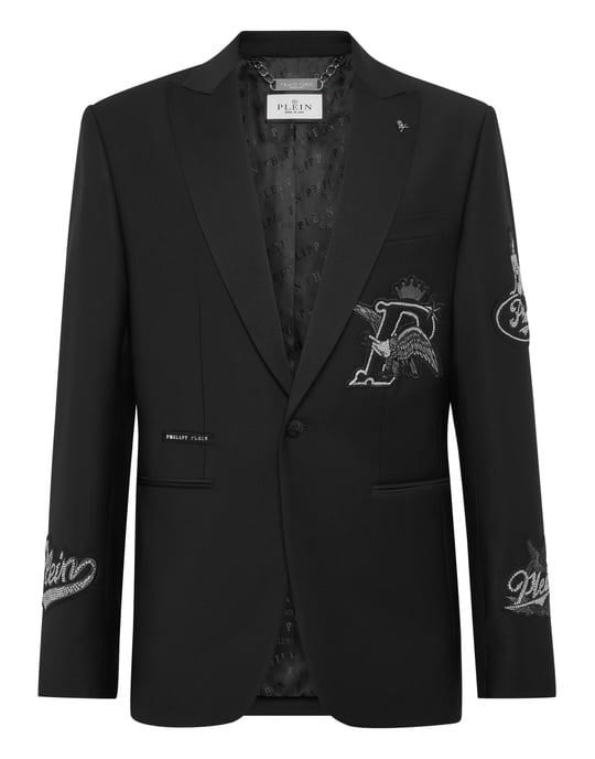 Straight Regular Fit Blazer Beers Patches - Image 1