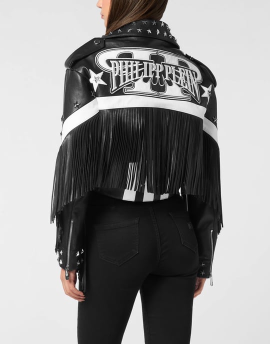 Vintage Leather Moon Biker With Fringes America - Image 4