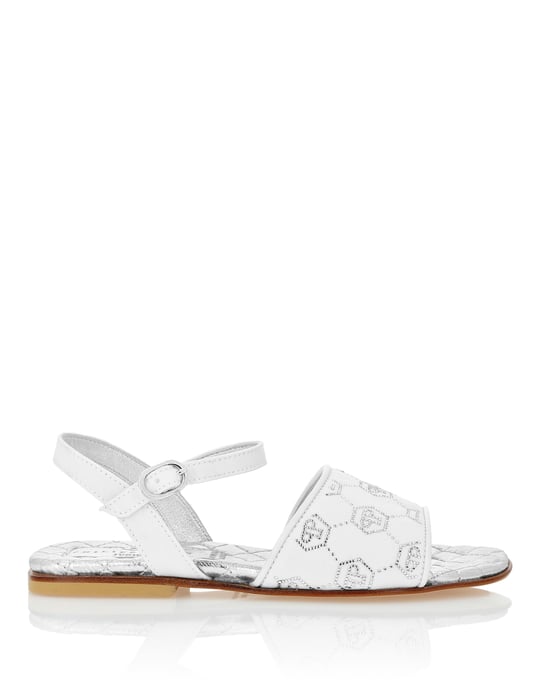 Satin Flat Sandals Monogram Strass - Image 4