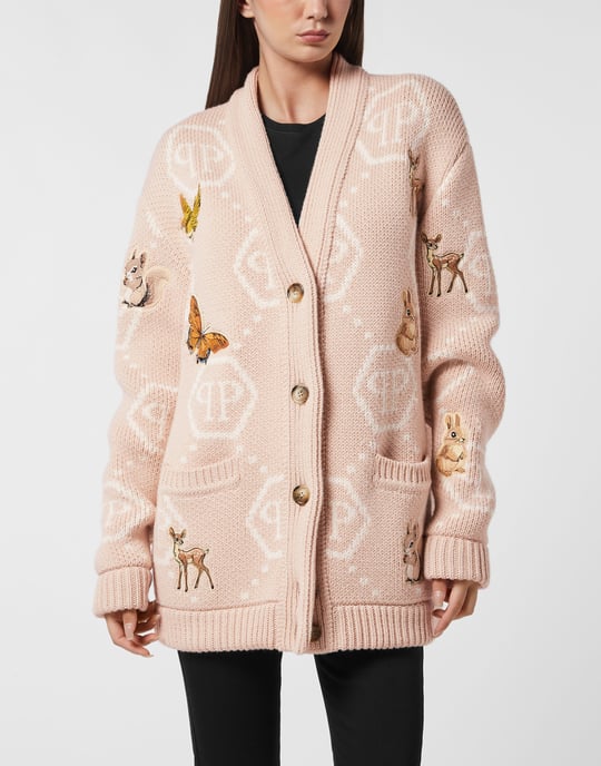 Long Oversized Cardigan With Fairy Embroidery - Image 5