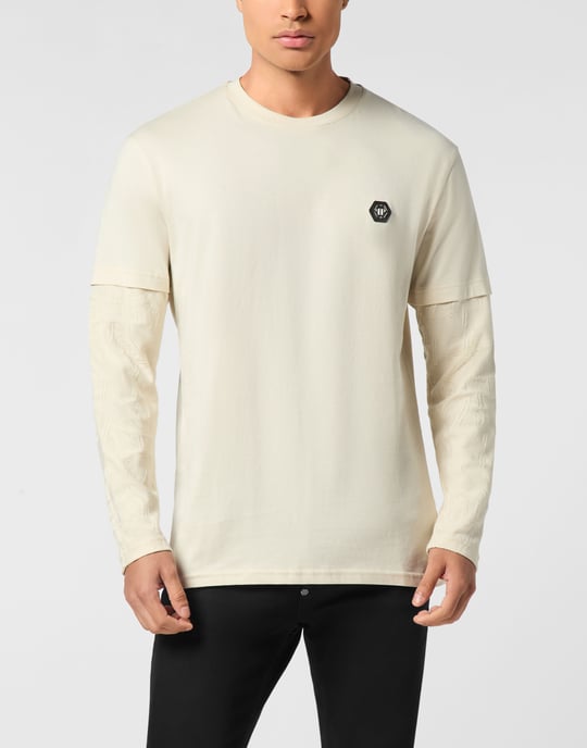 Double-Sleeved Longsleeve T-Shirt Jacquard Crest - Image 2