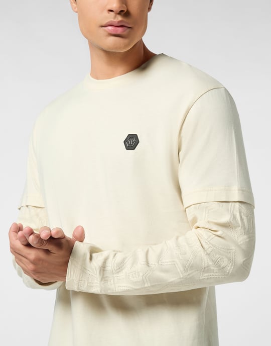 Double-Sleeved Longsleeve T-Shirt Jacquard Crest - Image 3