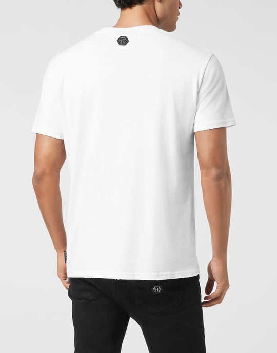 Tvättad rundhalsad t-shirt med dödskalle och amerikanskt tryck - Image 4