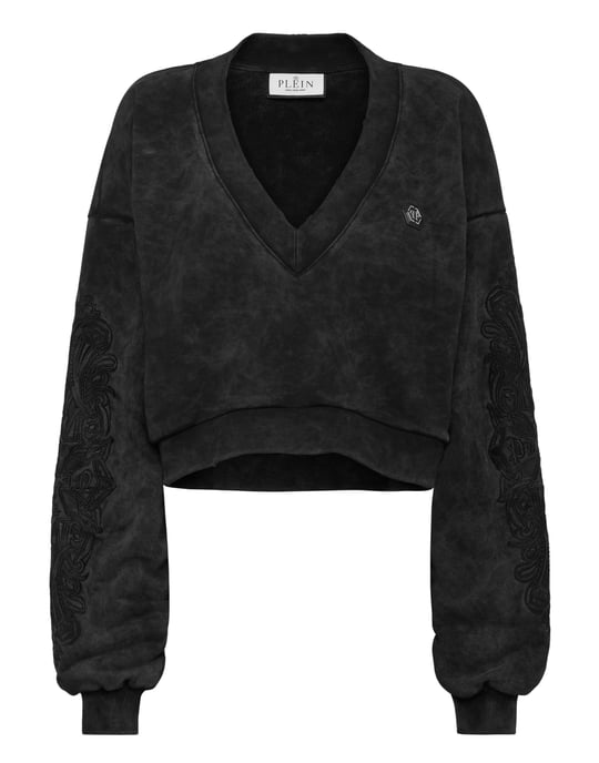Washed V-Neck Sweatshirt Piercing - Image 1