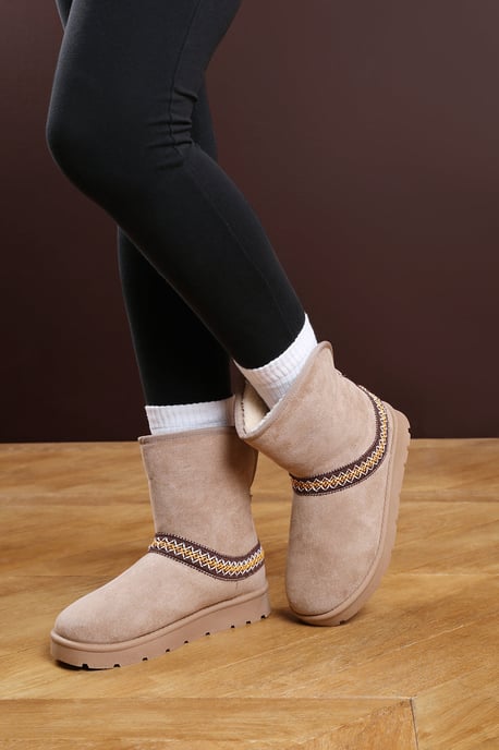 Wheres That From Womens 'Flora' Suede Flat Slippers with Embroidered Trim Detail - Image 2