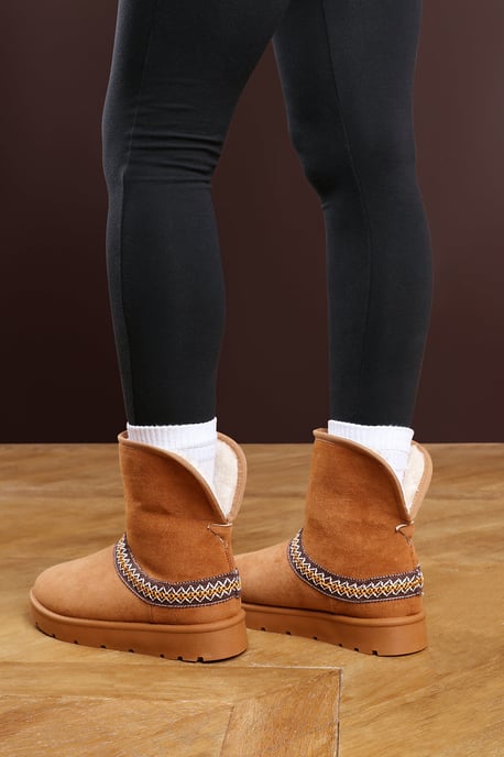 Wheres That From Womens 'Flora' Suede Flat Slippers with Embroidered Trim Detail - Image 2