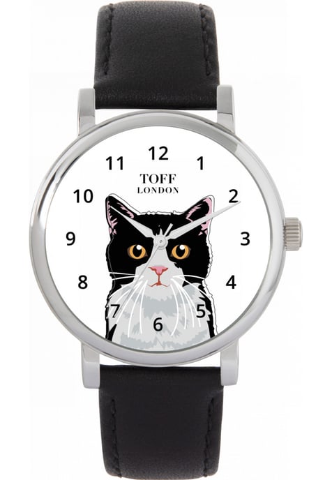 Toff London TLWS-32231 Ladies Black And White Cat Head Watch - Image 1