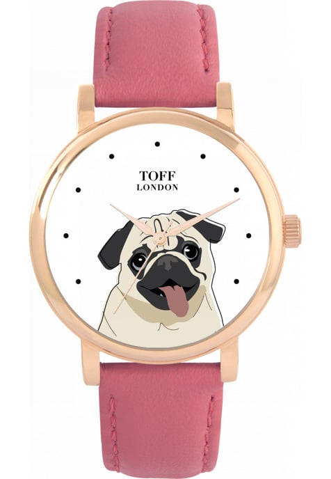 Toff London TLWS-28256 Ladies Beige Pug Dog Head Watch - Image 1