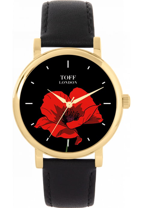 Toff London TLWS-32825 Ladies Red Poppy Flower Watch - Image 1