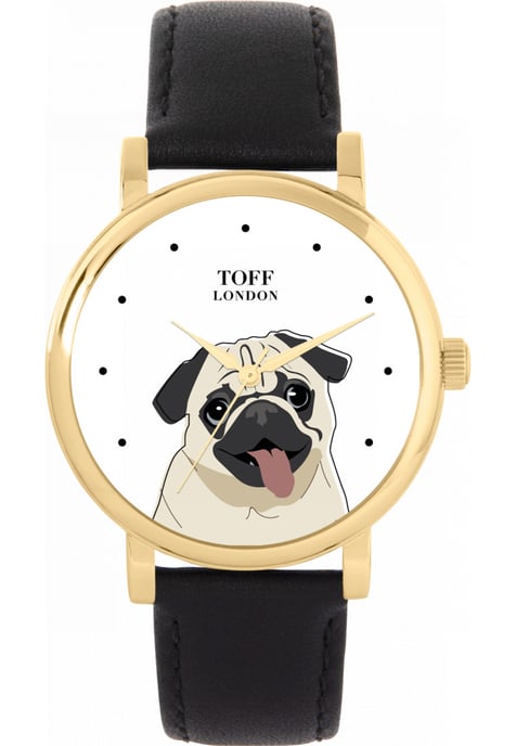 Toff London TLWS-28247 Ladies Beige Pug Dog Head Watch - Image 1
