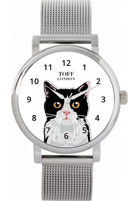 Toff London TLWS-32226 Ladies Black And White Cat Head Watch - Image 1