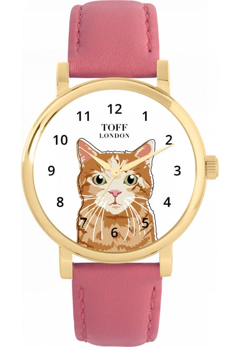 Toff London TLWS-33710 Ladies Ginger Tabby Cat Watch - Image 1