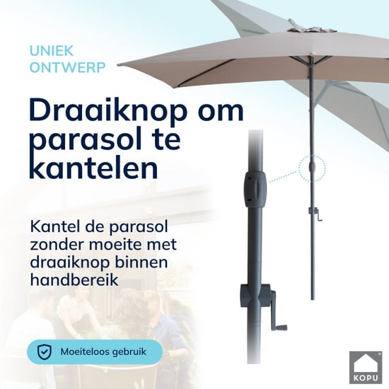 Kopu ® sevilla parasol rechthoek 200x300 cm met hoes en voet balkonparasol - Image 5