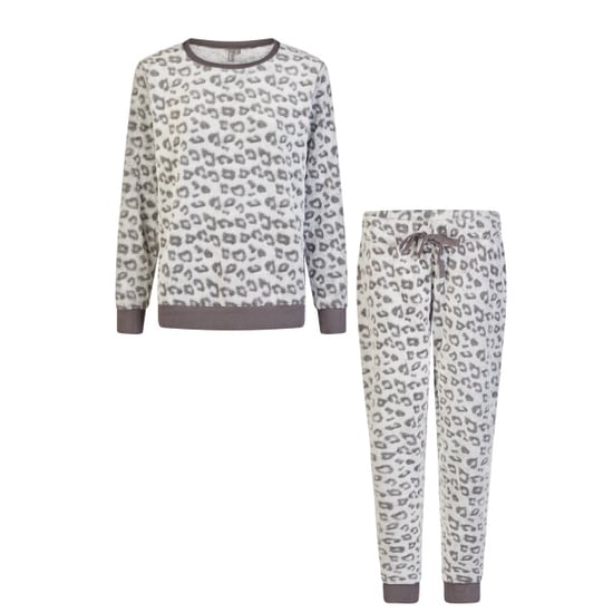By Louise Dames huispak fleece broek + sweater grijs panterprint - Image 1