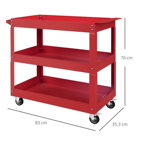 4goodz Gereedschapswagen met 3 etages, lege werkplaatswagen - - Image 4