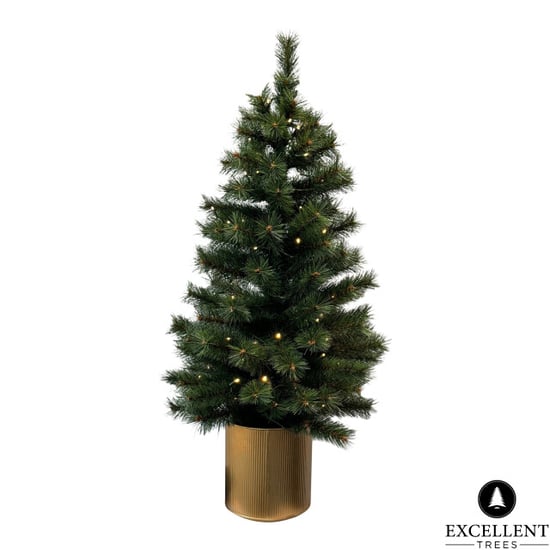 Excellent Trees Kerstboom ® husby 90 cm in pot met 80 led lampjes op batterijen - - Image 1