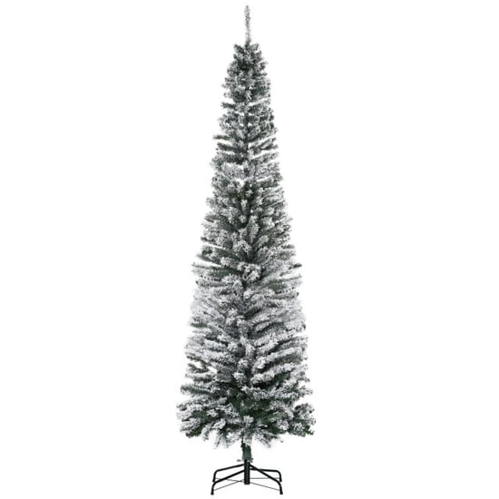 Homcom Kerstboom smal met sneeuw incl. standaard 225 cm /groen - Image 1