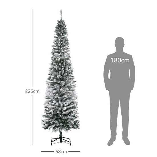 Homcom Kerstboom smal met sneeuw incl. standaard 225 cm /groen - Image 3