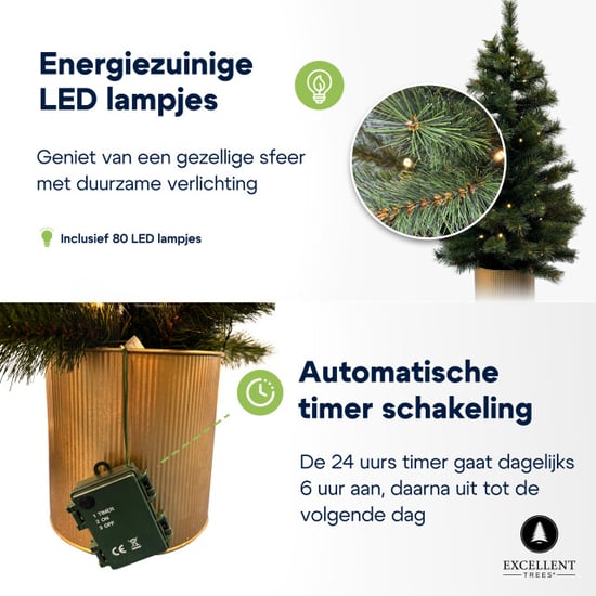 Excellent Trees Kerstboom ® husby 90 cm in pot met 80 led lampjes op batterijen - - Image 5