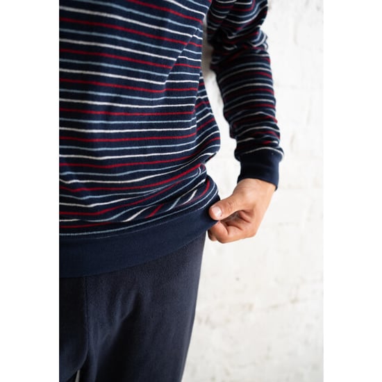 Phil & Co Heren winter pyjama set lang badstof donker gestreept - Image 4