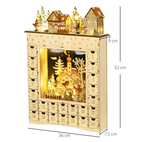 4goodz Adventskalender met led-verlichting 24 laden 36x52 cm - Image 2