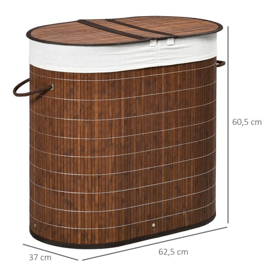 4goodz 100 l wasmand bamboe met deksel 2 secties / uitneembare waszak - Image 4