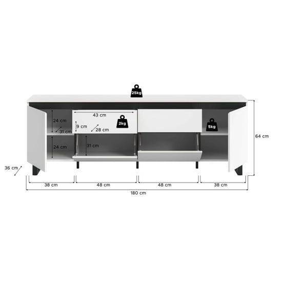 Furnilux Lowboard tomasa wit/zwart - Image 2