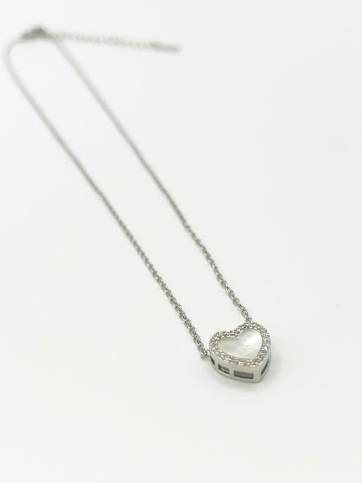 Moonstone Heart Necklace & Earrings Set In Silver - Gift Boxed - Image 3
